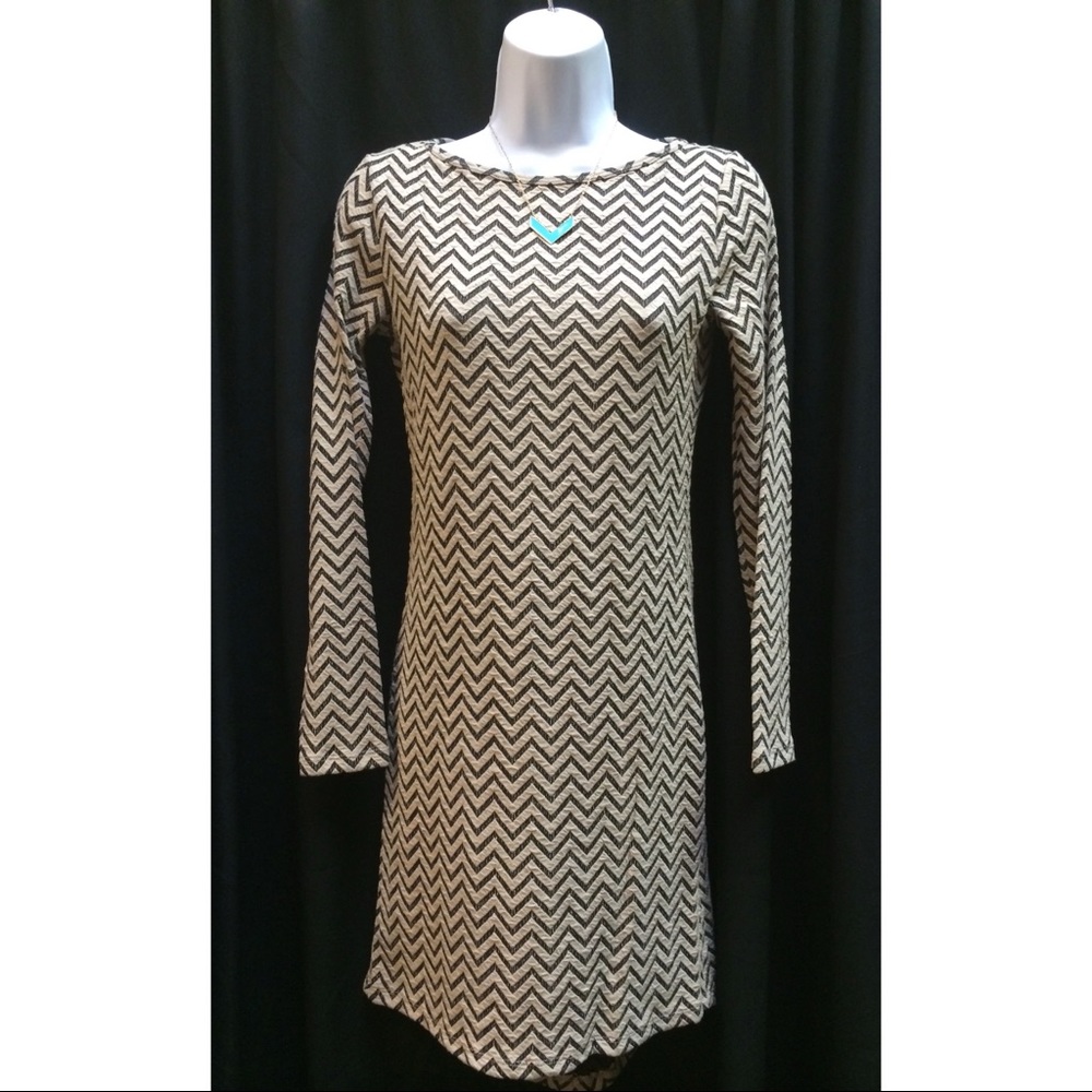 Long Sleeve Chevron  Dress